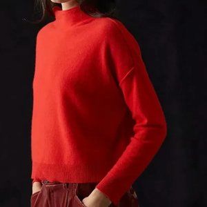Anthropologie Cashmere Mock-Neck Sweater in Tomato
